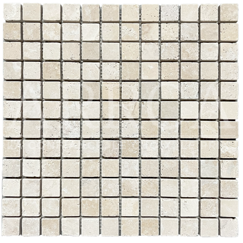 ROYAL, mosaïque en travertin 30x30 cm, BEIGE nuancé (23x23)