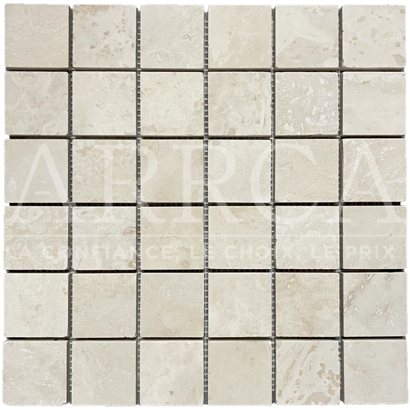 ROYAL, mosaïque en travertin 30x30 cm, BEIGE nuancé (48x48)