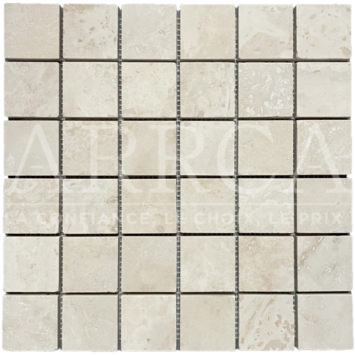 ROYAL, mosaïque en travertin 30x30 cm, BEIGE nuancé (48x48)