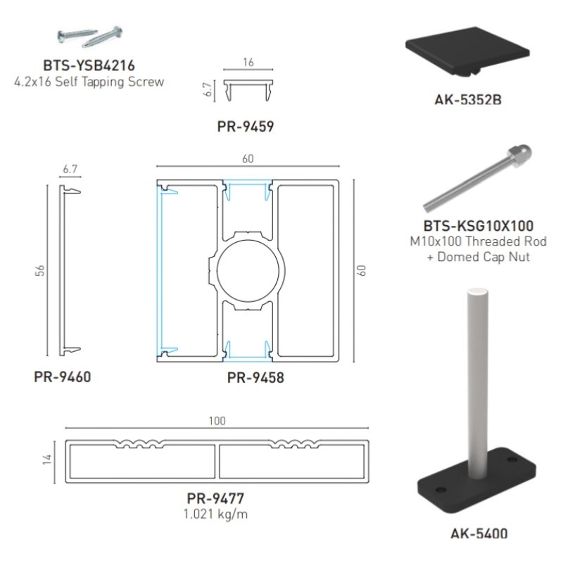 F60 Anthracite, Côture aluminium pleine [L 2.0 x H 1.5 m]