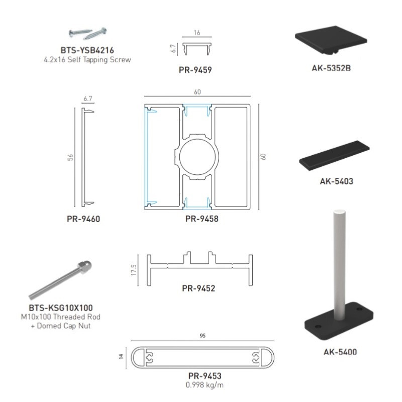 F60 LOUVER Anthracite, Côture aluminium persienne [L 2.0 x H 1.2 m]