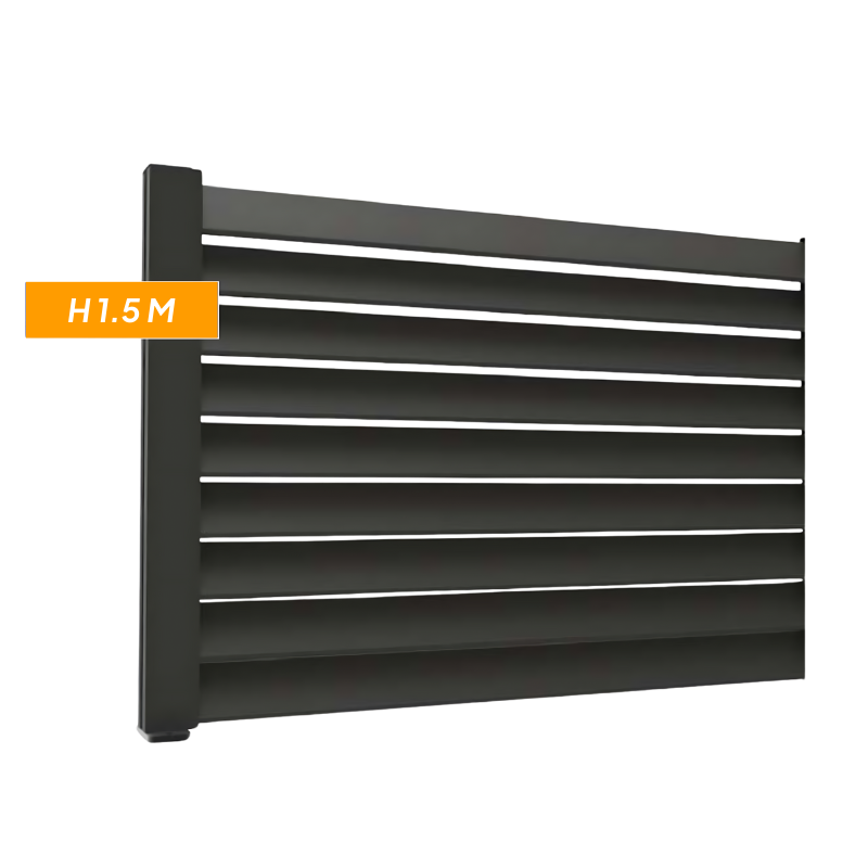 F60 LOUVER Anthracite, Clôture aluminium persienne [L 2.0 x H 1.5 m]