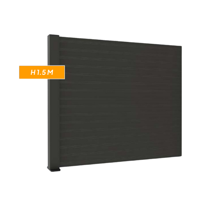 F60 Anthracite, Côture aluminium pleine [L 2.0 x H 1.5 m]