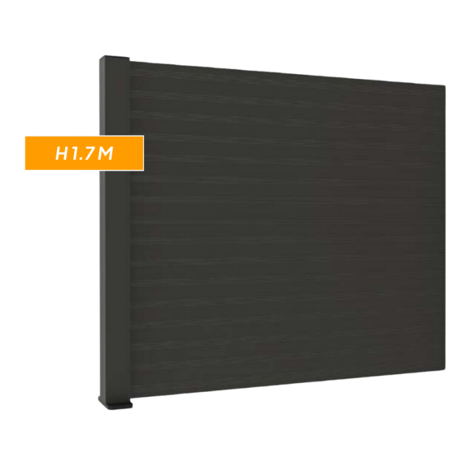 F60 Anthracite, Clôture aluminium pleine [L 2.0 x H 1.7 m]