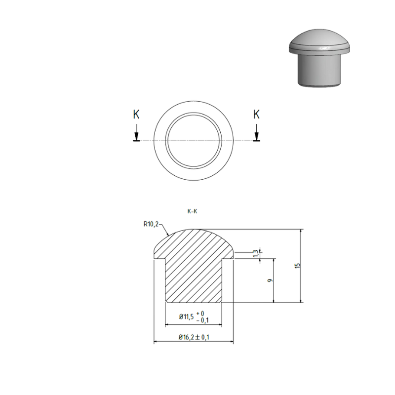 SECO Anthracite, Embout de finition Ø16 mm